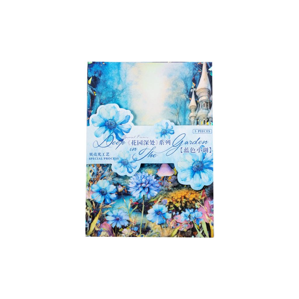 5 Pcs INS Bronzing Flowers Plant Background Stickers Decorative Diary Album Scrapbooking Material