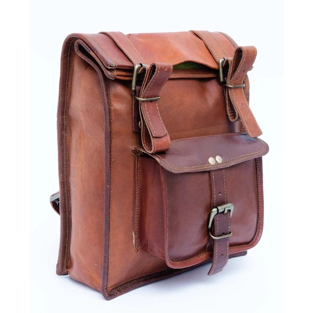 Leather Backpack Bag Laptop Travel Rucksack Men's Satchel Brown Vintage Genuine