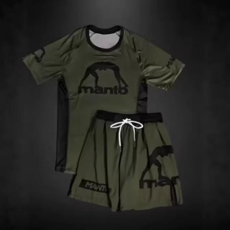 Mens MMA Training Shorts Set 3D Printed Breathable Quick-Dry Sportswear Lightweight Gym Combat Wear