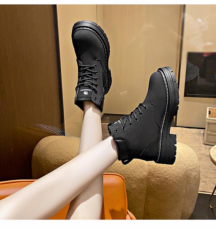 Dámské kotníkové boty Martin s vysokou platformou - Podzimní outdoorové ležérní kotníkové boty v motorkářském stylu