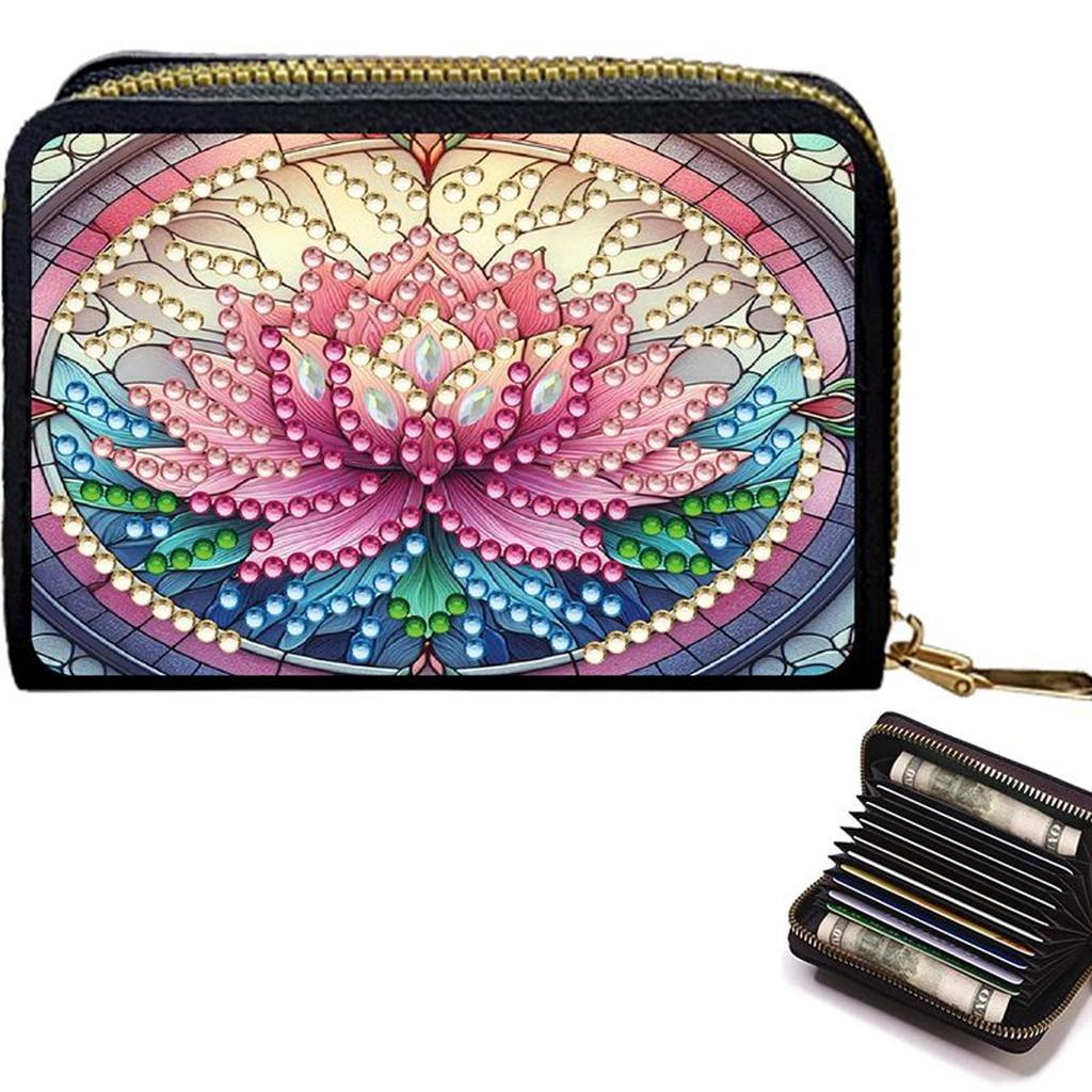 5D Diamond Painting Art Portable Card Bag Zipper Closure Diamond Painting Fashion Card Holder Coin Purse