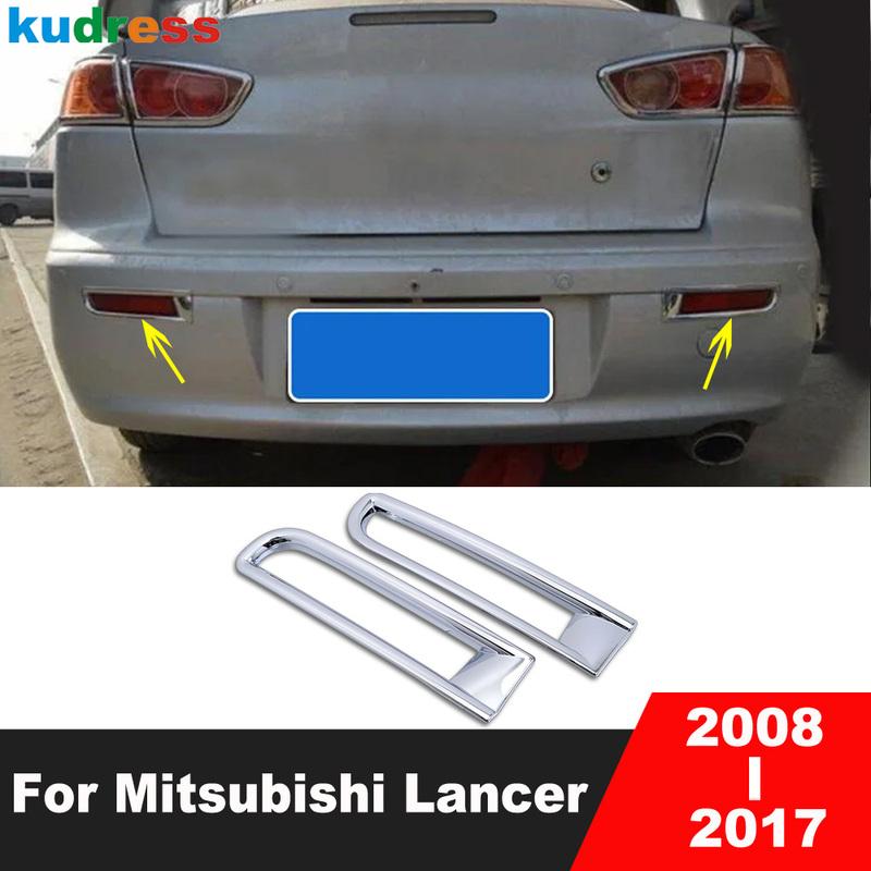 Rear Bumper Fog Light Lamp Cover Trim For Mitsubishi Lancer 2008-2016 2017 Chrome Car Tail Foglight Bezel Trims Accessories