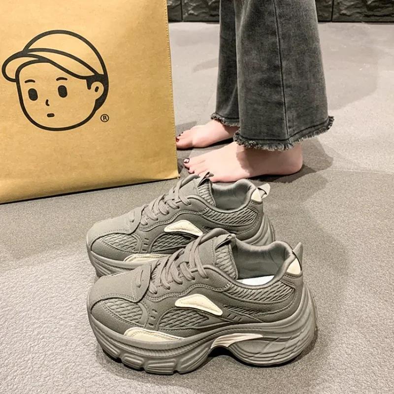 Women Vulcanized Shoes  Spring New Fashion Thick Soled Breathable 2024 Versatile Comfortable Non Slip Casual Sports Shoes  35-40