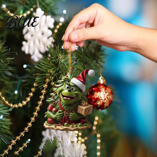 Acrylic Christmas Ornament Green Hair Elf Decoration Reusable Holiday Decor Xmas Tree Car Rearview Mirror Hanging Pendant Party Supplies Gift Durable