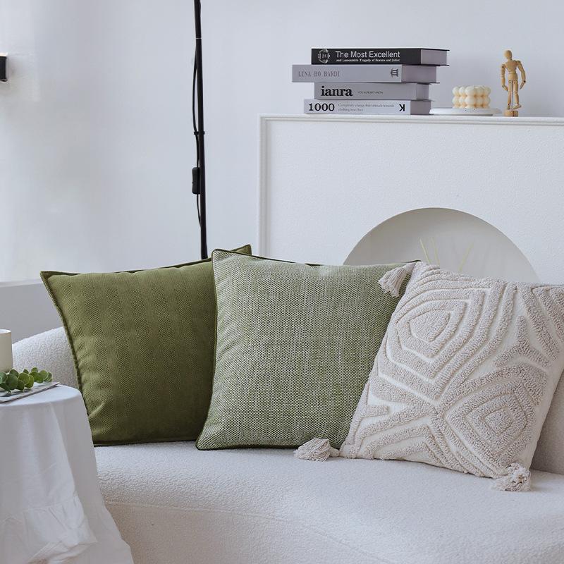 Tufted Pillow Green Cushion Pillow Sofa Cushion Model Room Bay Window Decoration Back Pillow
