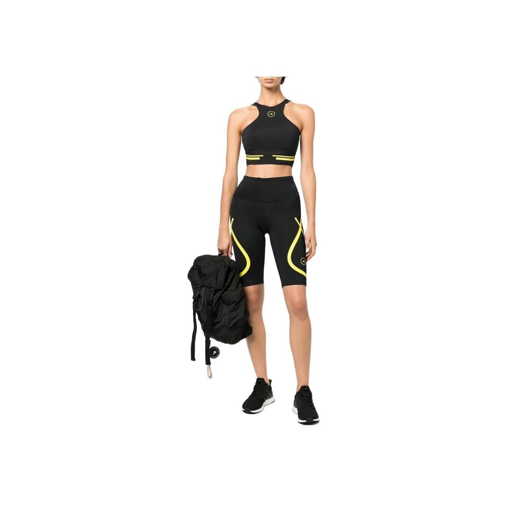 adidas Shorts de ciclismo com estampa de logotipo e cintura alta, feminino, preto, HI6058