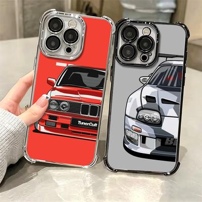 Simple Japanese Sports Cars Pattern Soft Phone Case For iPhone 15 16 17 Air 14 Pro Max 16E Plus 13 12 Mini Plating Anti-Fall Fun