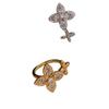 Gold Rhinestone Zirconia Flower Open Ring - Women's Luxury Adjustable Finger Ring