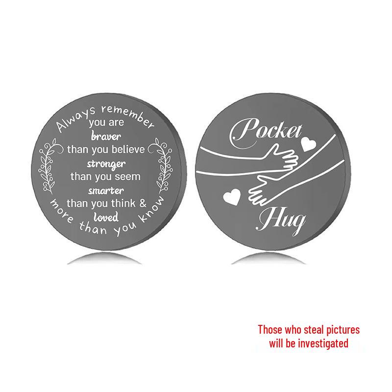 Lucky Charm Motivational Coin: Engravable Stainless Steel Couple & Family Gift Ornament.