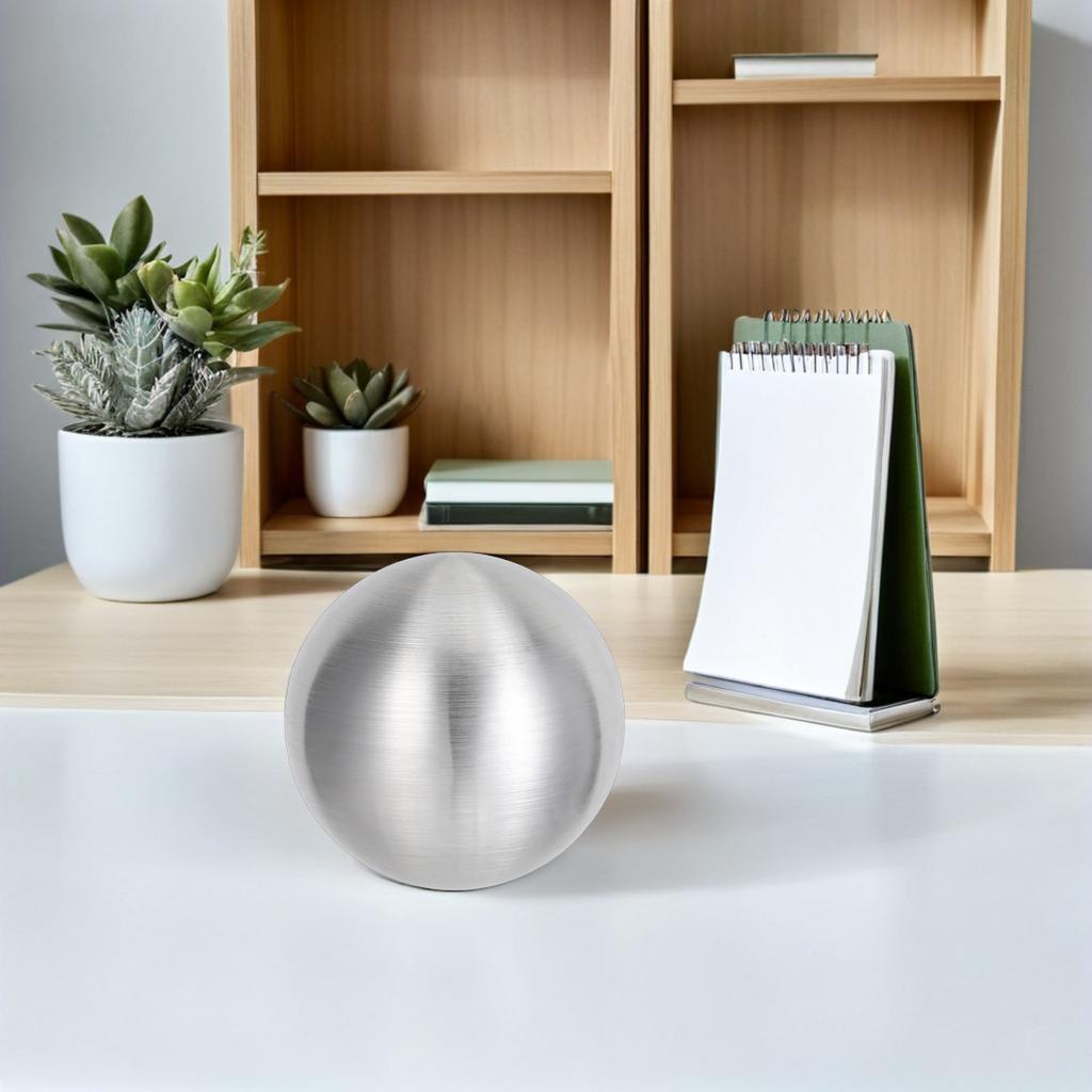 Satin Brushed Ball Ornament Modern Decorative Metal Sculpture Home Office Living Room Desk Table Centerpiece Stylish Display