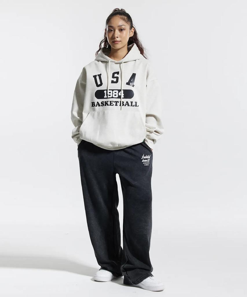 CREAM SODA LAB Quarter Teamplay Pigment Wide String Pants Black White