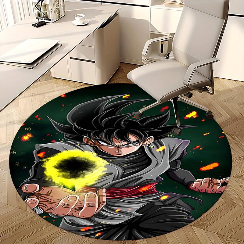 1pc Dragon Ball Z Goku Black Hair Round Carpet - Cartoon Design Chair Mat for Office Home Decor, Festival Gift, All Seasons, Offices, Living Rooms