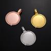 European Copper Zircon Round Hip Hop Photo Frame Pendant Necklace for Men