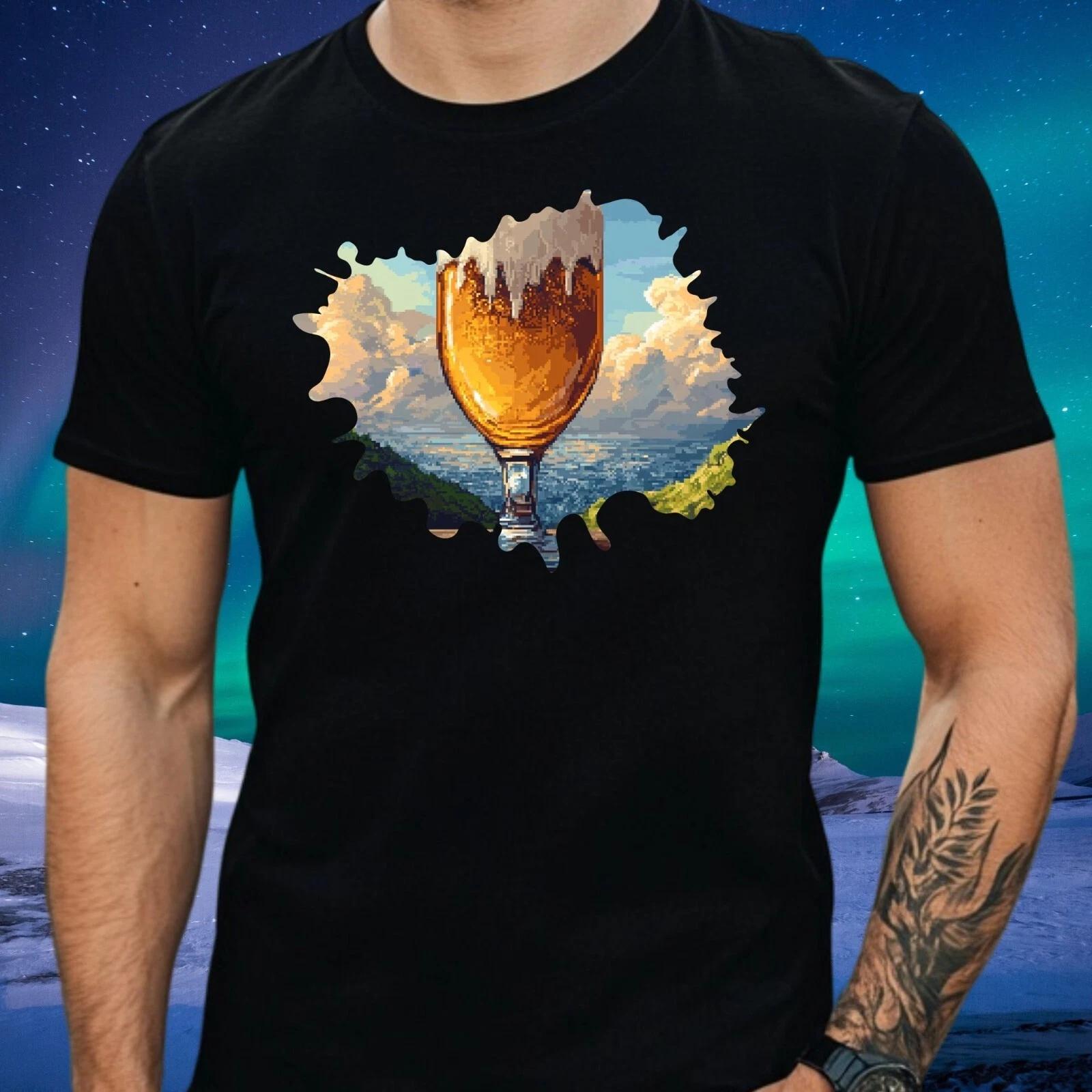 T-Shirt Herren Bier Pixel Art Motiv Baumwolle Größe XS bis 5XL XL