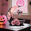 Unique Holiday Party Centerpieces Halloween Dark Style Table Decorations, Acrylic Pink And Black Gothic Centerpiece, Small Craft Gifts Crescent Moon/