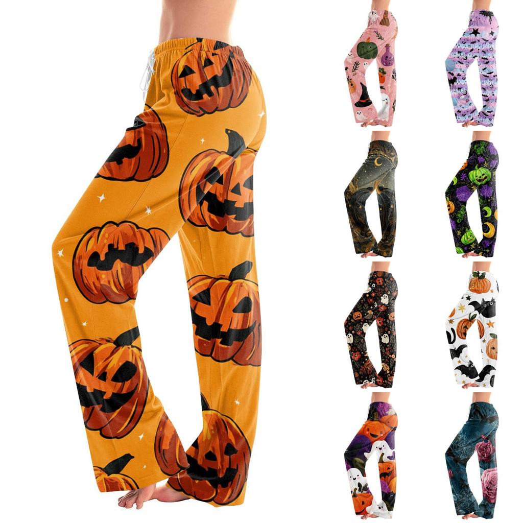 Women's Pajama Pants with Drawstring Halloween Print Relaxed Fit for Casual