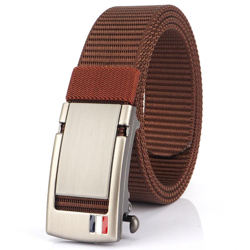 

Новый мужской ремень для поездок на работу с автоматической пряжкой из нейлона, универсальный двухслойный толстый ремень для отдыха на природе 120cm