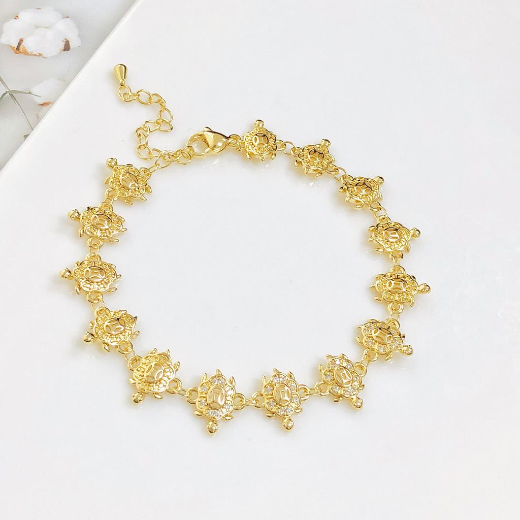 New Arrival Gold-Plated Animal Turtle Butterfly Leaf Zirconia Adjustable Bracelet for Women Girls Fashion Party Jewelry Gift