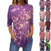 Womens T Shirts 3/4 Sleeve Shirts Solid Color Pullover Summer Spring Tops Blouses