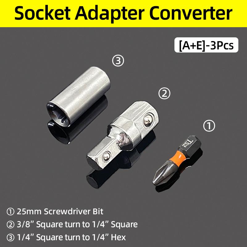 Double Square Head Socket Adapter Converter Reducer Set 1/4 3/8 1/2 Impact Drive Ratchet Wrench Socket Adaptor Repair Hand Tool