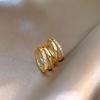 Super Flash Copper Micro-inlaid Zircon Double-layer Earrings, Ear Buckles, Light Luxury Heavy Industry, Exquisite Small and Versatile Earrings 