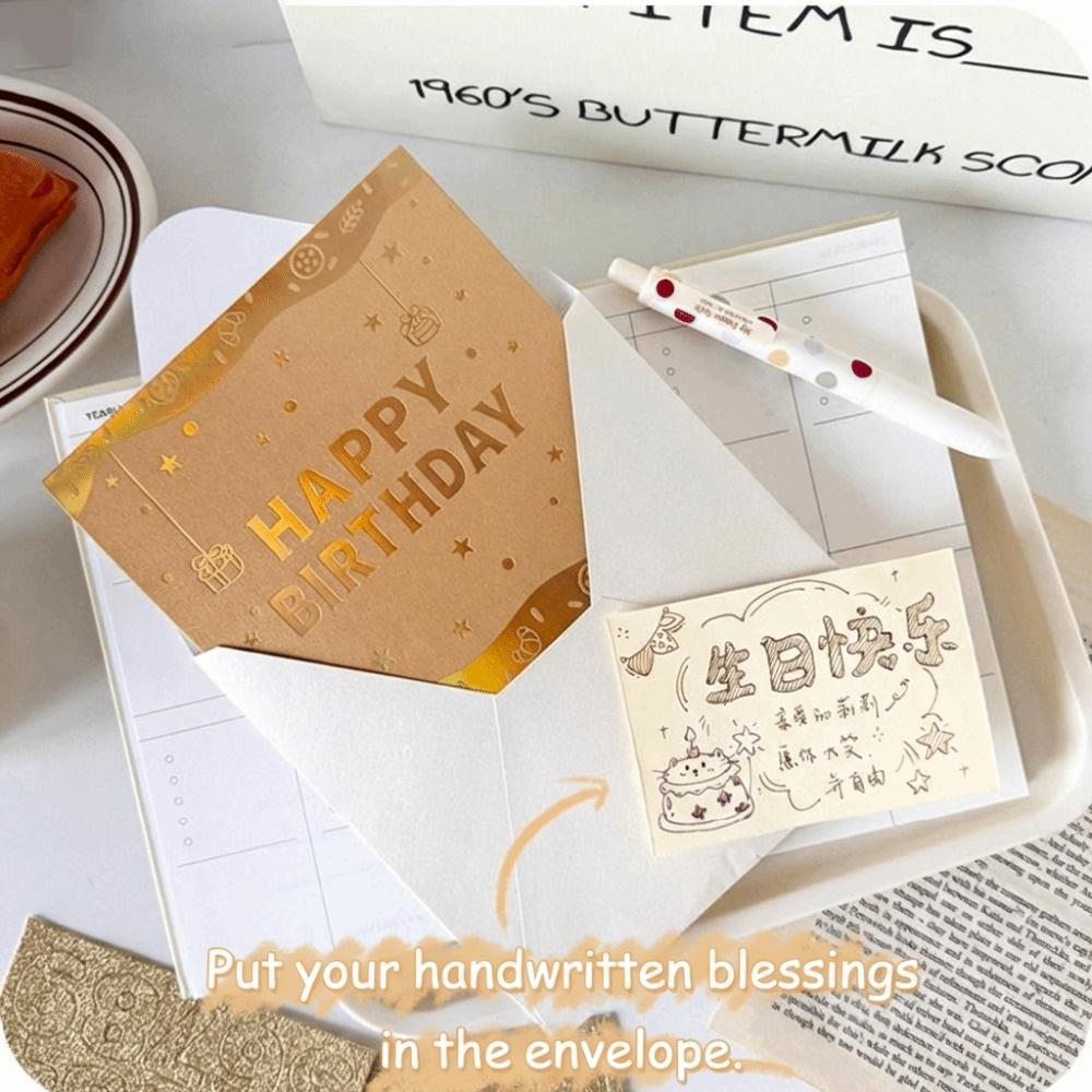 3D Happy Birthday Card Four-Layer Birthday Cake with Automatic Music Lighting Musical Light Greeting Card Pop Up with Envelope