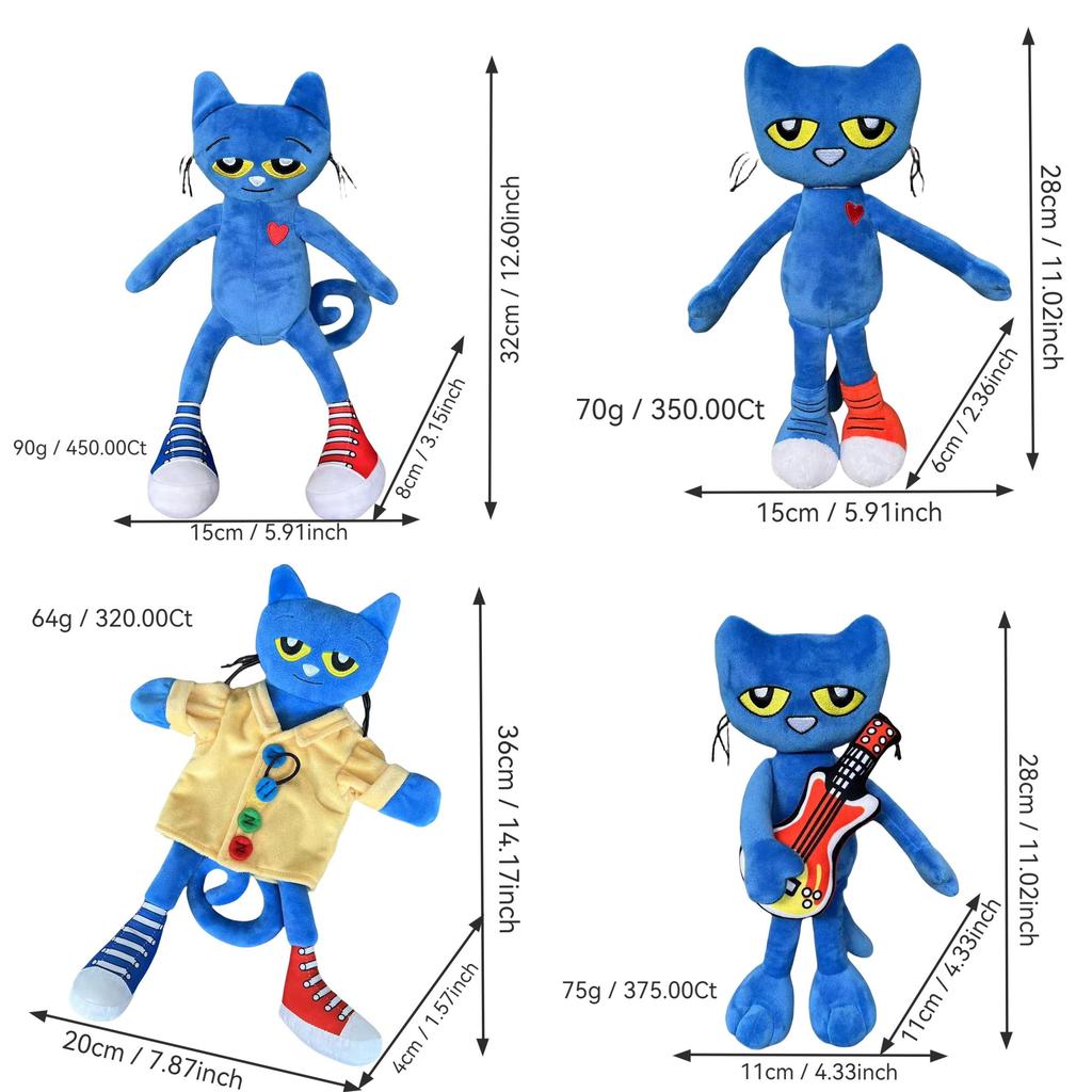 Pete The Cat Plush Toy Hand Puppet Early Education Interactive Soft Doll For Kids