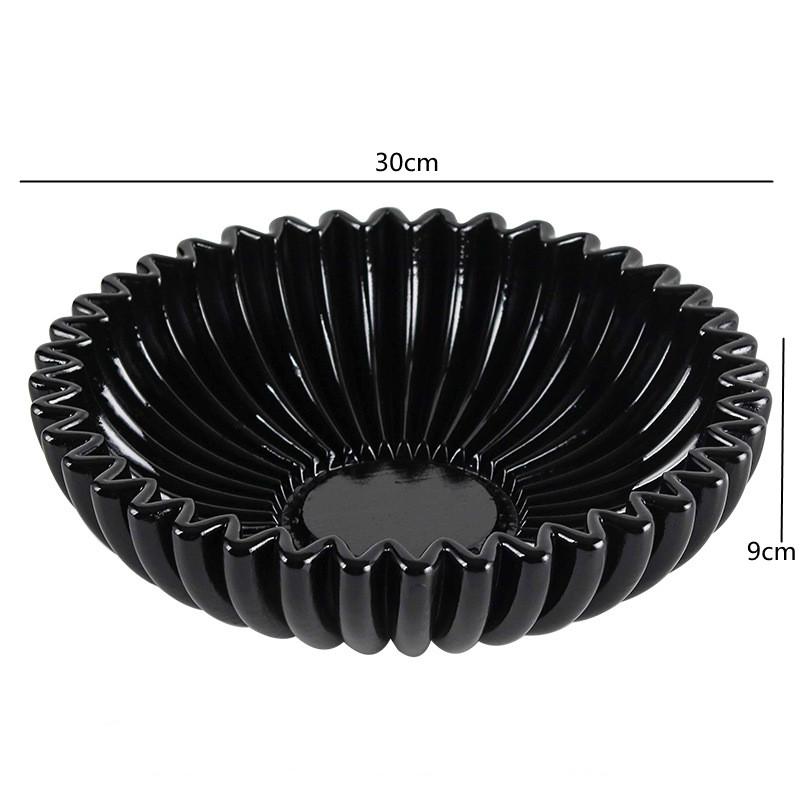 

Round Resin Black Serrated Shell Fruit Tray, Large Snack Bowl, Kitchen and Living Room Storage Tray, Desktop Decorative Ornament