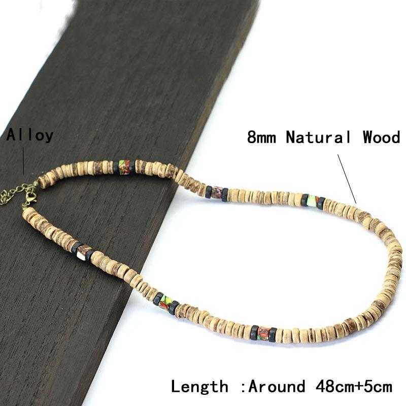 New In Men Natural Wood Necklace 19 Inch Short Collar De Hombre Vintage Irregular Stone Colar Neck Accessories Choker Collier