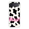 Transparent Phone Case For Samsung Galaxy Z Flip 3 4 5 6 7 Hard Folding PC Z Flip3 Flip4 Cover Dairy Cattle Cow Speckle Cute