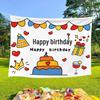 Happy Birthday Cartoon Backdrop - Cute Party Decoration for Kids