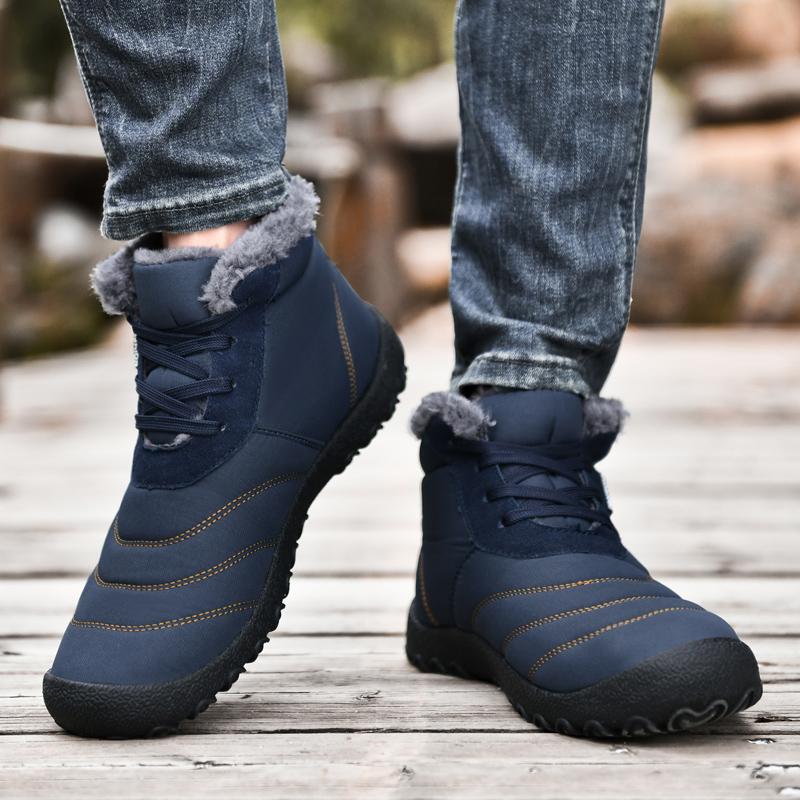 Zapatos de invierno para hombre, botas de nieve impermeables, de felpa, anti-cielo, cálidos, zapatos deportivos de nieve grandes y pequeños para hombre