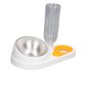 Cat Water Food Bowl Automatic Water Filling 16 Degree Tilt Stainless Steel Double Pet Bowl Set White
