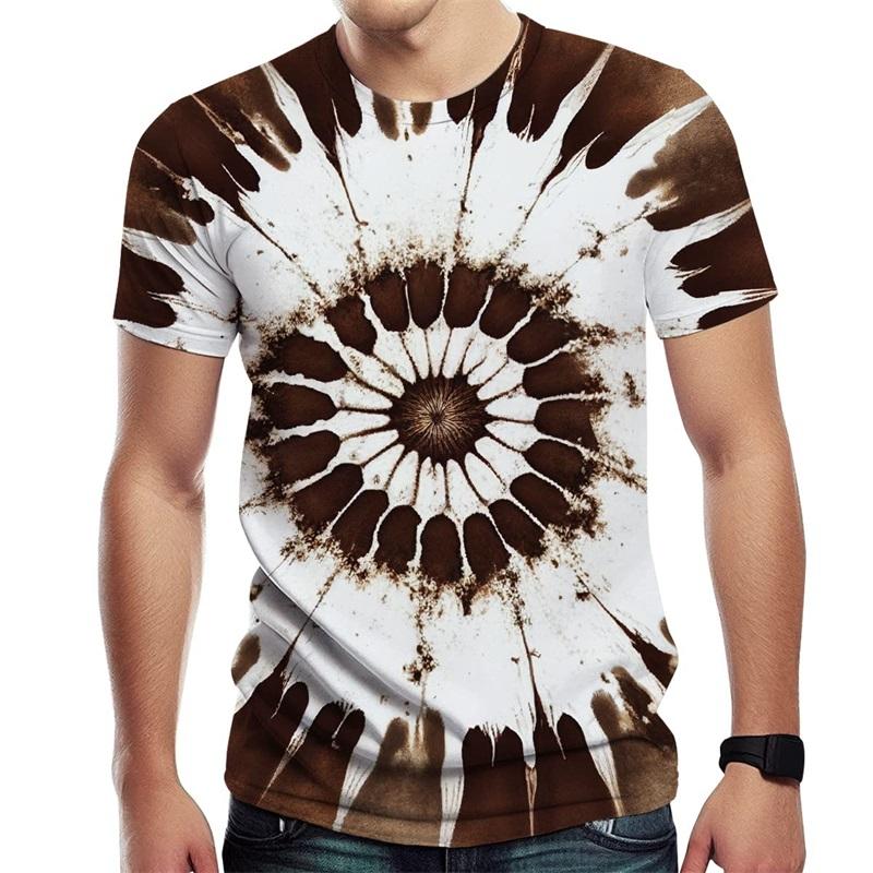 Spiral Streak Tie Dye T Shirt for Men Y2k Tops 3D Paisley Stripe Printed T-shirt Womens Clothing Novelty Cool Designs Tee Shirts