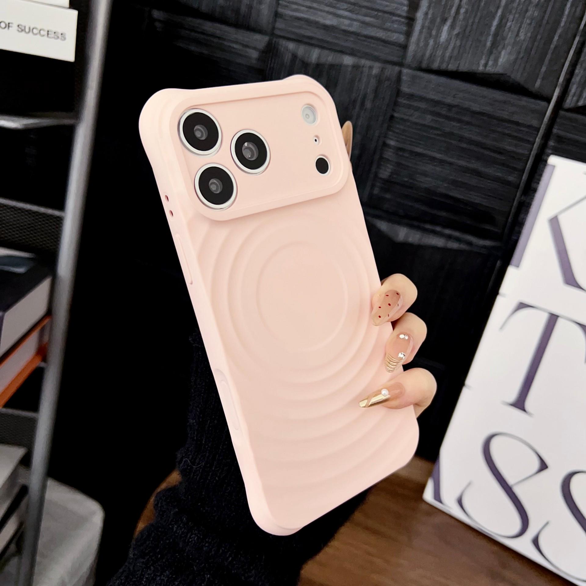 

Fine Wave Ripple Magnetic Case for iPhone 17Pro Max & 15Pro iPhone 16 Pro розовый