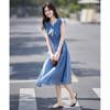 Elegantes Midi-Kleid im französischen Stil aus Tencel mit V-Ausschnitt und A-Linie