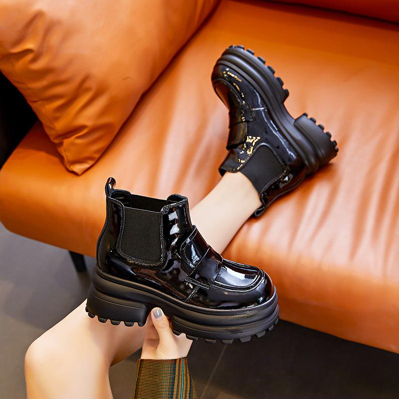 Thick-soled Martin Boots Women's 2025 New Internet Celebrity Boots of the Same Style, Short Boots, Leather Boots Heightening Breathable Chelsea Bo