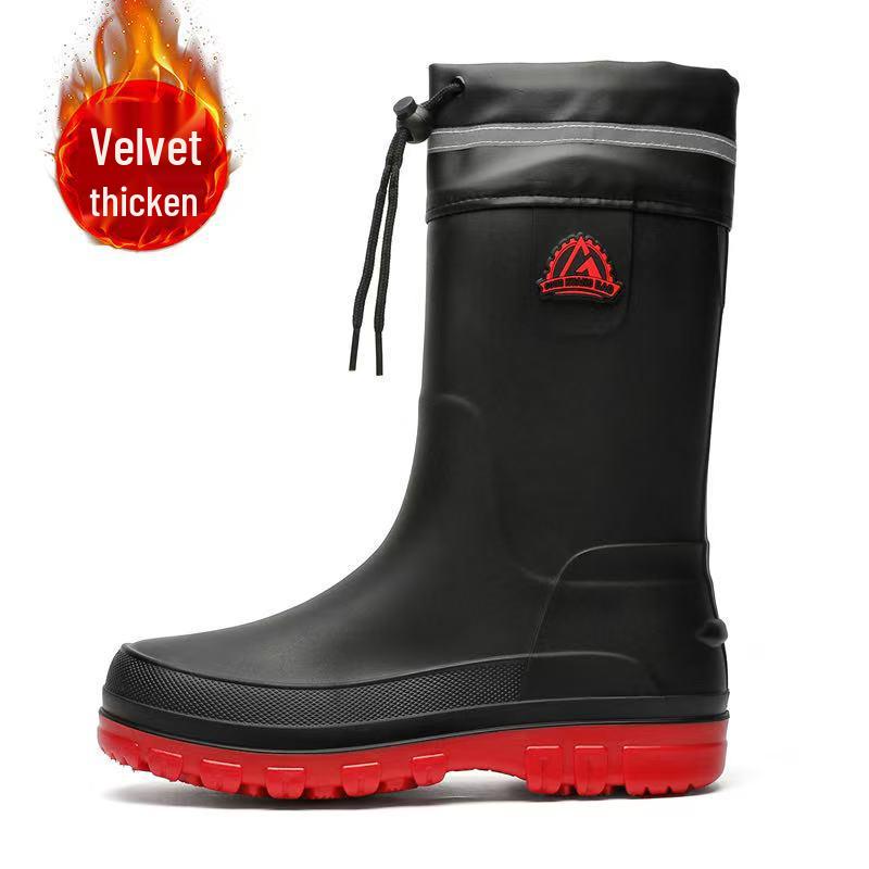 Men's Korean Style Waterproof Mid-Calf Rubber Rain Boots - Non-Slip, Slip-On Casual Fashion Shoes