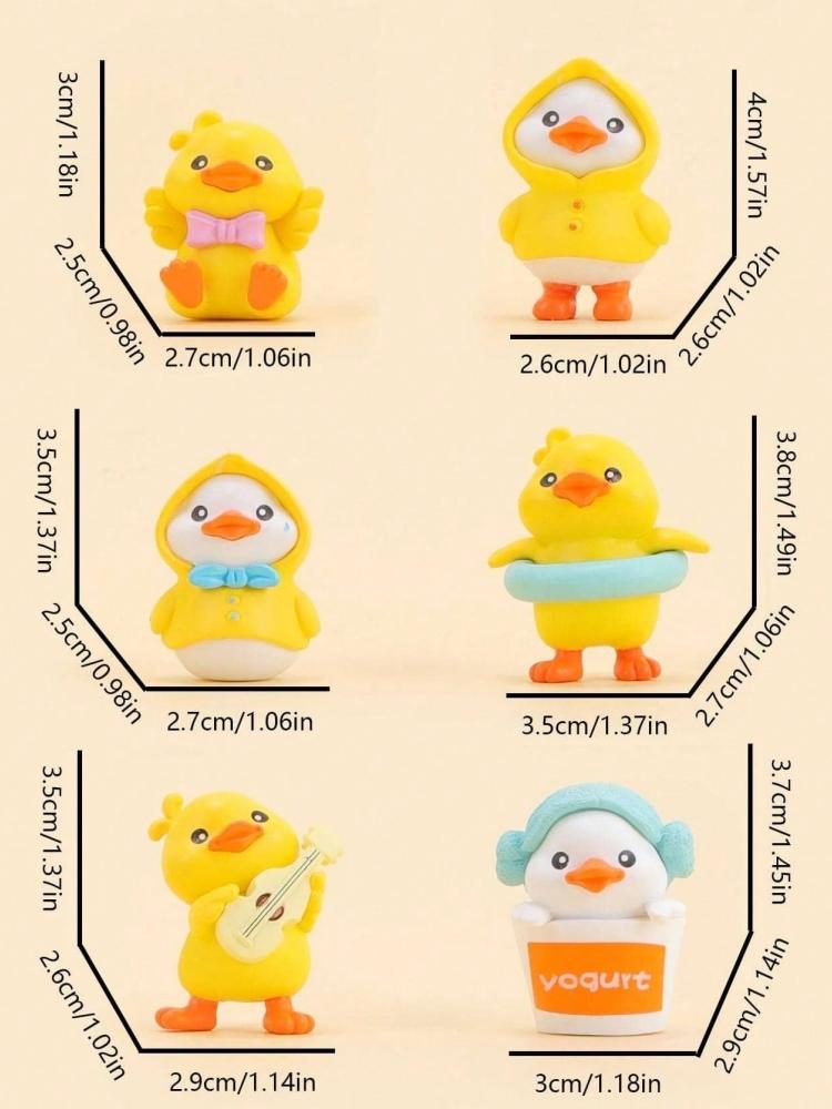 6-piece Set of Cute Duck Car Ornaments, Dashboard Decoration, Center Console Display Screen, Car Decoration, Creative and Cute