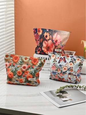 Large Capacity Women's Canvas Makeup and Toiletry Travel Bag