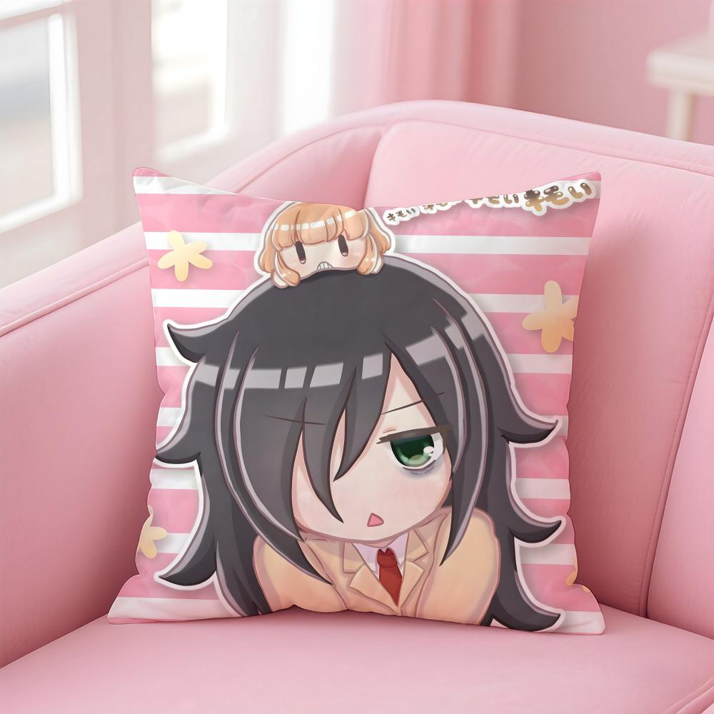 Watamote K-Kuroki T-Tomoko Cushion Cover Linen Pillowcase Cover Soft Decor For Sofa Home Room