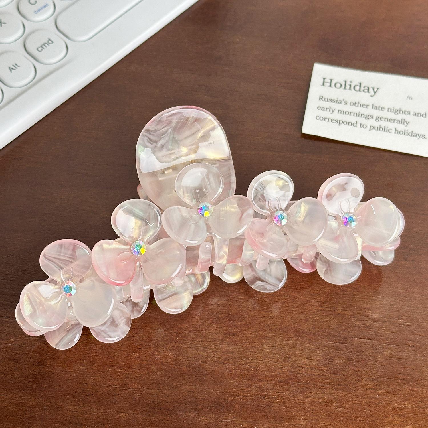 

And Stylish Trendy Rhinestone Flower Hair Claw Clip Ideal For Women Fashionforward Light Pink