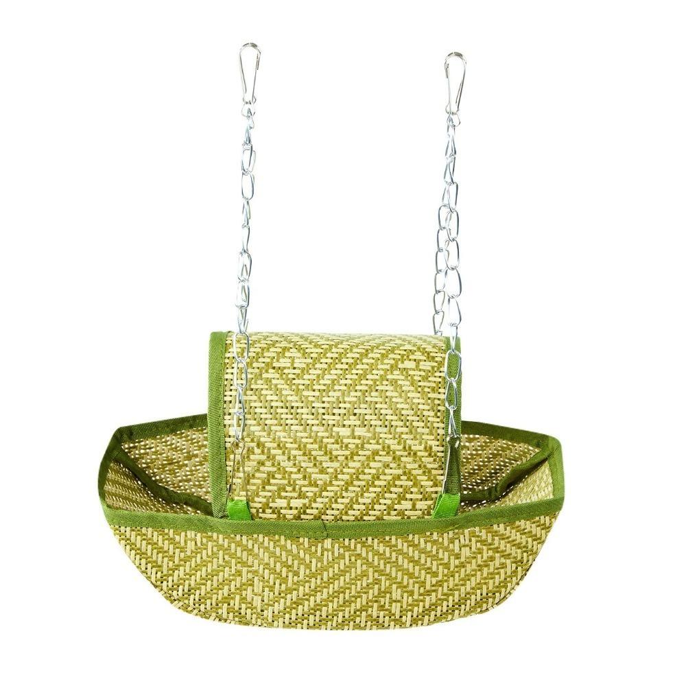 Woven Hanging Bird Nest Boat Shape Bird Swing Hammock Creative Bird Nest Bed  Cage Accessory зелёный