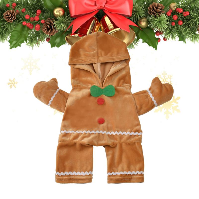 Pet Clothes Christmas Walking Gingerbread Man Pet Costume Cosplay Warm Soft Hoodie Dogs Puppy Pets Sweater for Autumn winter