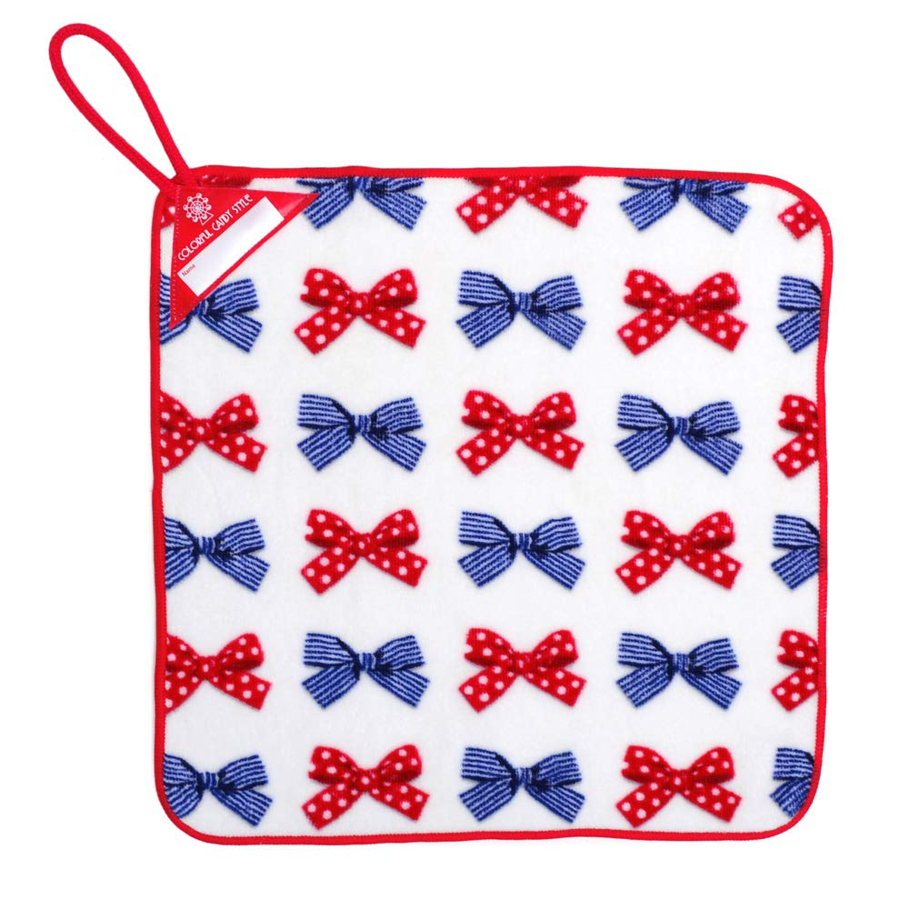 COLORFUL CANDY STYLE Loop Towels for Set of 2 with Polka Dot and Striped French N8504120 Girls, Imabari, Kindergarten/Preschool, Loops, Ribbon,