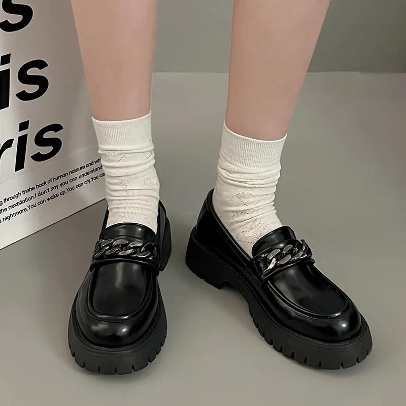2025Women's Loafers  Spring British Style Slip On Platform Mary Jane Shoes Woman Japanese Jk Uniform Lolita Shoes Women