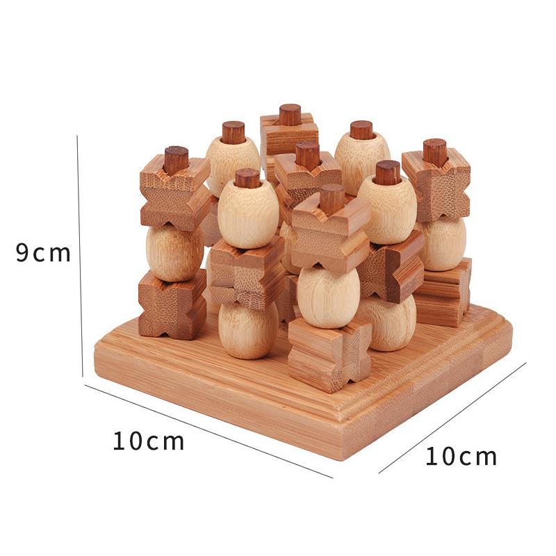 Mini Kółko i krzyżyk Szachy 3D Klasyczne zabawki Myślenie logiczne Rekreacyjne gry planszowe Edukacyjne zabawki drewniane dla dzieci Trening mózgu