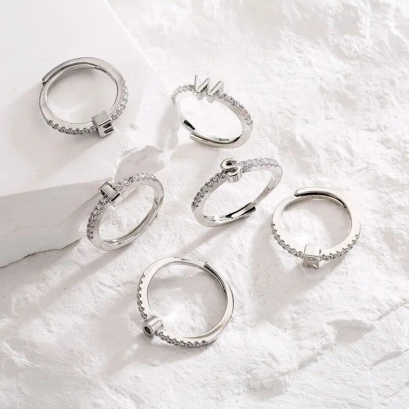 For Women Fashion Inlaid Zircon Adjustable Finger Rings Jewelry Gifts Wholesale