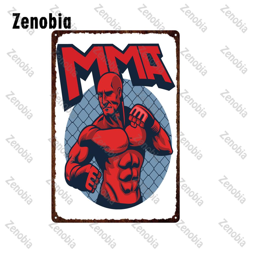 Metal Sign Mma Mixed Martial Arts Fight Club Metal Poster Tin Signs Vintage Plaque Decorative Plate Boxing Ring Club Gym Decor