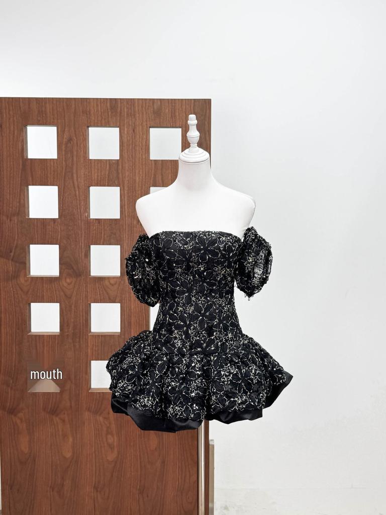 Vietnamese Cherry Blossom Pink Lace Strapless Princess Dress - Adult Birthday Gift